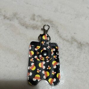 Black Mikey Candy Corn Pattern Keychain hand sanitizer Holder
